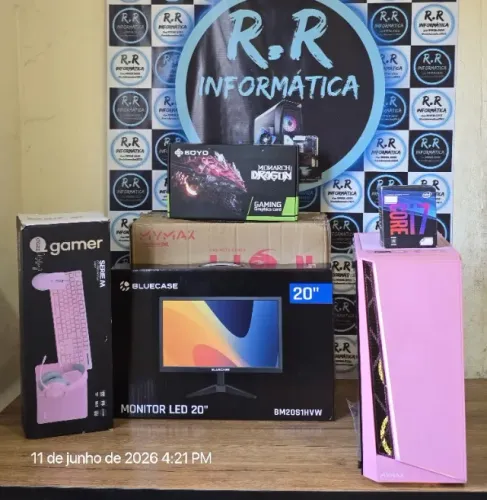 CPU Gamer Rosa Intel Core i7 e Monitor