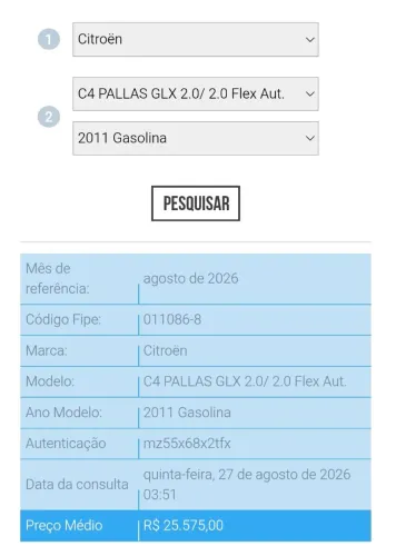 Citroen C4 Pallas GLX 2.0/ 2.0 Flex Aut. 2011
