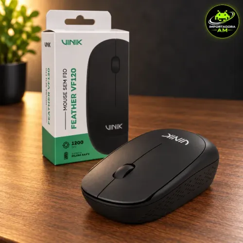 Mouse Sem Fio Vinik Feather VF120 Preto 1200 DPI - 1 Ano de Garantia