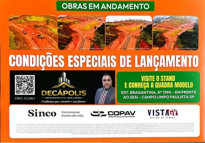 Campo Limpo Paulista - SP Lançamento Loteamento Novo Jardim São Francisco