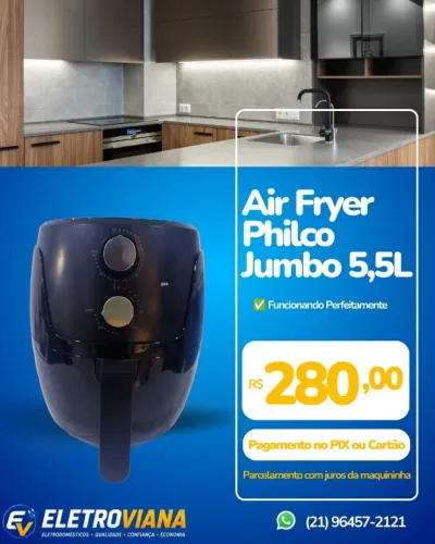 Air Fryer Philco Jumbo 5,5L - NOVA (Sem Uso!)