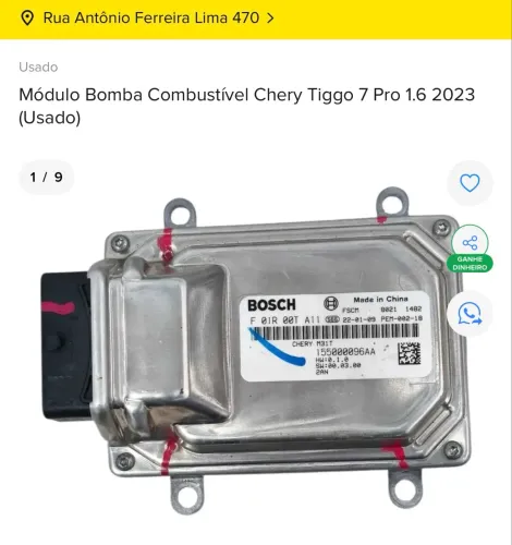MÓDULO COMBUSTÍVEL CHERY TIGGO 7 PRO 1.6 2023
