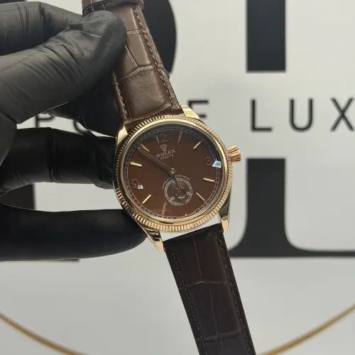 Relógio Masculino Rolex Premium Couro Marrom Quartzo