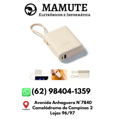 Bateria Portátil Power Bank Xiaomi 10000mah 33w Cabo Integrado