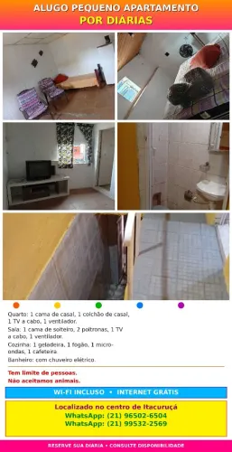 Alugo pequeno apartamento por diárias