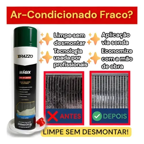 Brazzo Limpa Ar Condicionado Automotivo Higienizador Espuma
