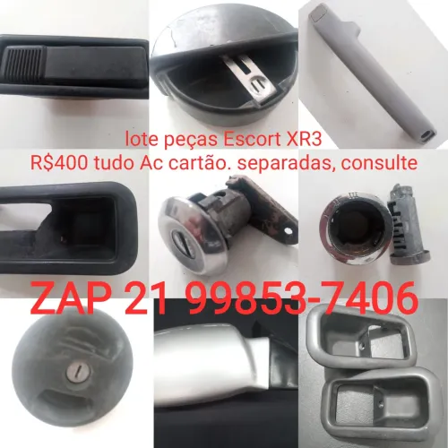 Lote peças Escort XR3 1990. Cinzeiro, retrovisor, lanterna, cilindro da porta