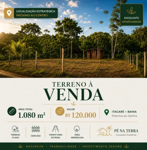 Terreno de 1.080 m² em Ilhéus/BA - Dois Lotes, Natureza, Espaço e Potencial de Valorização