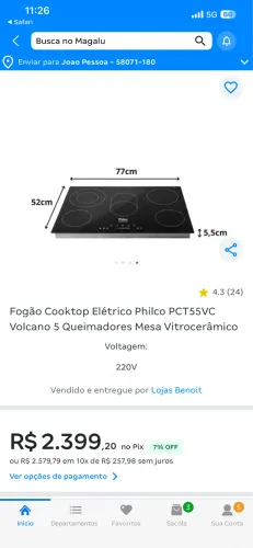 Cooktop elétrico Philco