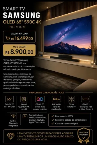 Smart TV Samsung OLED 65? S90C 4K - Premium