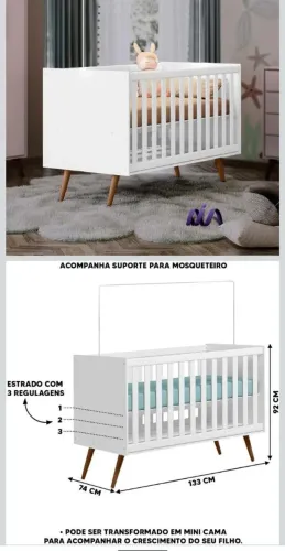 Vendo esse berço com colchão antialérgico na caixa ainda e nota fiscal.