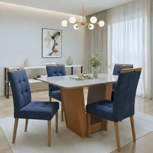 Mesa Apogeu 120x80 com 4 cadeiras Sophia - Entrega Rápida 