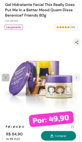 Gel hidratante Friends com Latinha decorativa Friends