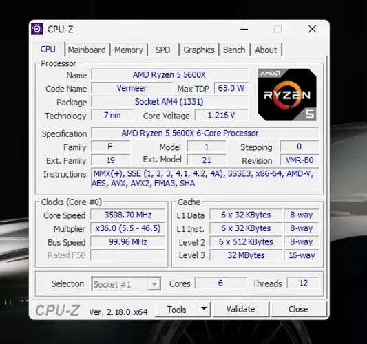Processador Ryzen 5 5600x