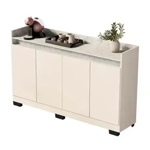 Buffet Real Marmorizado Off/Marmore Branco 4 Portas Novo!