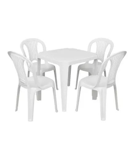 Kit mesa e 4 cadeiras plástico