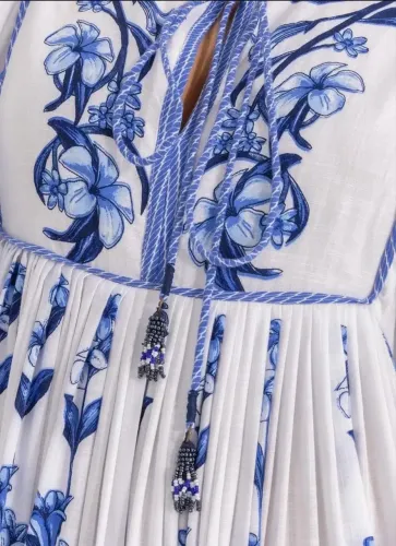 Vestido Farm estampado branco com azul