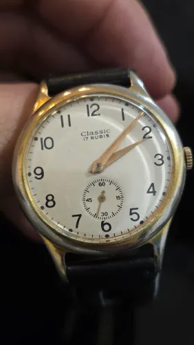 Relógio Classic Jumbo 38mm masculino vintage 1944 com pulseira rallye 15 rubis revisado
