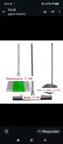 Vassoura e rodo unidade 8.00 pa 7.00