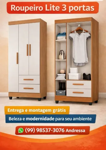 Promo imperdível roupeiro entrega e montagem grátis 