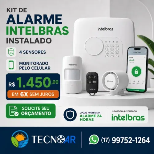 kit de alarme residencial intelbras já instalado em até 12x