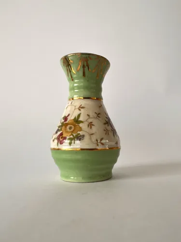 Mini Vaso Porcelana Schmidt - Rio do Testo - Verde e Branco