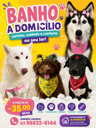 Banho a domicílio pet , banho e tosa , banho pet , pet shop