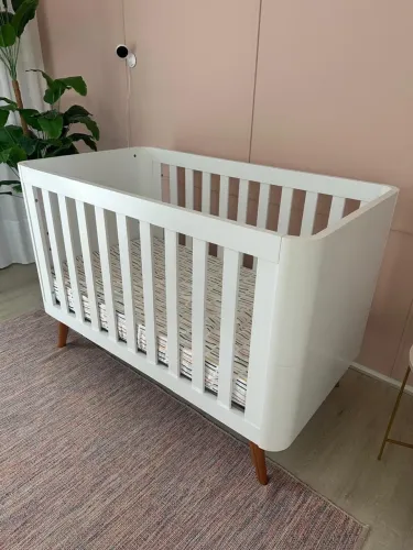 Berço Agatha Carolina Baby 3 em 1 Branco com Colchão