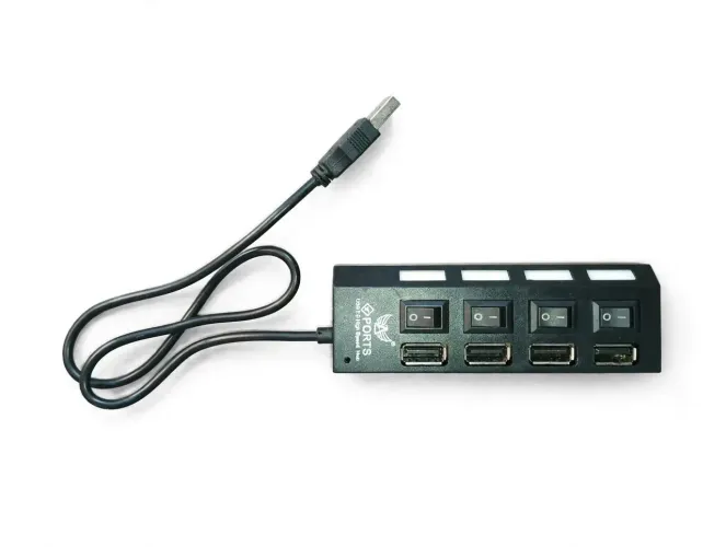 HUB USB 4 Portas Com Chave Liga/Desliga Individual - Alta Velocidade 2.0 - Novo