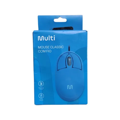 Mouse Com Fio Multi Classic Azul - Novo, Lacrado e com Garantia