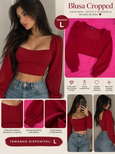 blusa cropped vermelha tamanho g