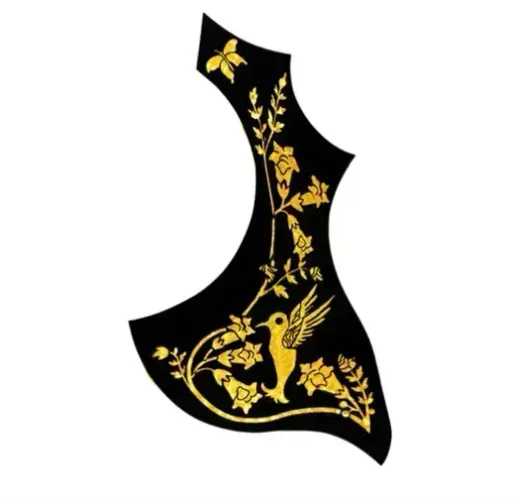 Escudo Floral Dourado Adesivo Autocolante Para Violão Folk