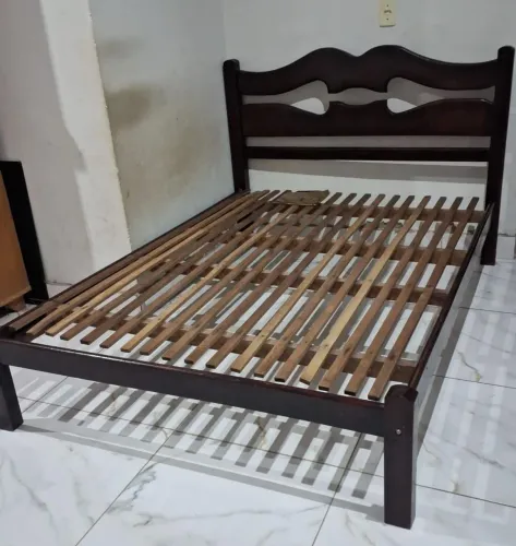 Cama Madeira Casal, Material Resistente Carvalho
