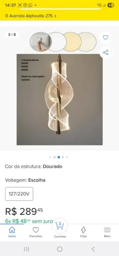 Pendente para lavabo ou cabeceira