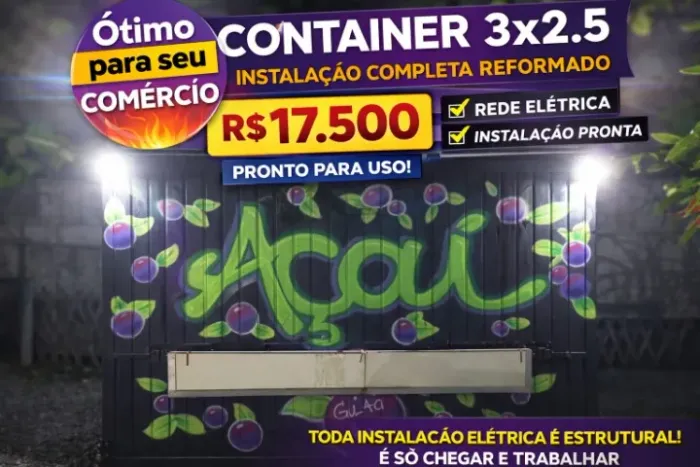 OPORTUNIDADE IMPERDÍVEL! Container 3x2,5 REFORMADO e PRONTO PRA USO ?