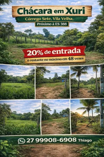 Sitio corrego sete, Xuri, 1.000 m²  30% de entrada em cartório; restante em até 36x