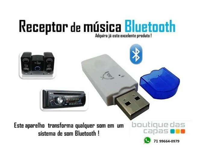 Adaptador Usb Bluetooth Receptor Áudio Carro Som transforme qualquer som em bluetooth