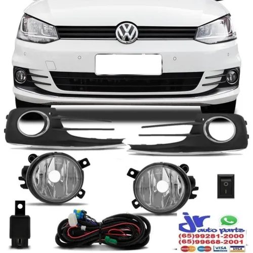 Kit Farol Milha Fox 2015 2016 2017 Auxiliar Neblina + Moldura Preta Aro Cromado