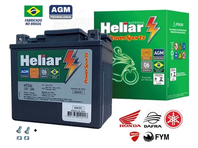 Bateria Honda Yamaha Dafra Ducati Selada Moto Nova 5ah Htz6L