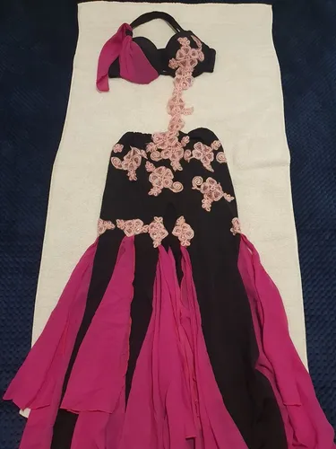 Roupa de Dança do Ventre rosa e preto