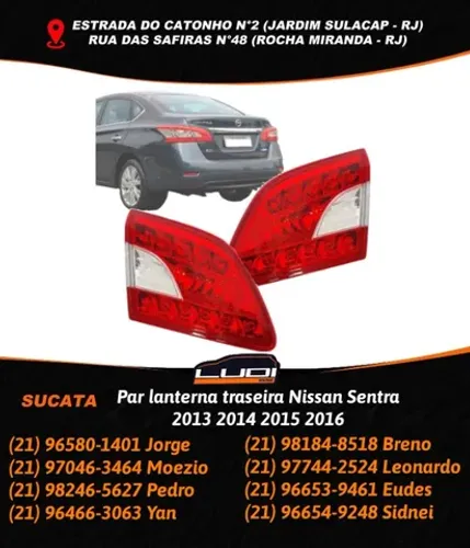 Par lanterna traseira Nissan Sentra 2013 à 2016