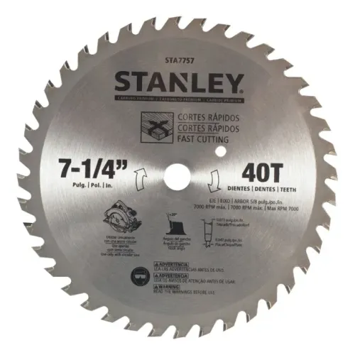 Disco Lâmina de Serra Circular para Madeira 7.1/4" 184mm 40 Dentes Stanley STA7757