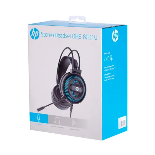 HEADSET GAMER HP, CONEXÃO USB - DHE-8001U, PRETO.