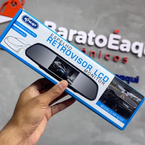Espelho Retrovisor Monitor LCD 4,3? Knup (KP-S107) com Entradas RCA