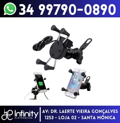 Suporte de Celular Garra p/ Moto com USB