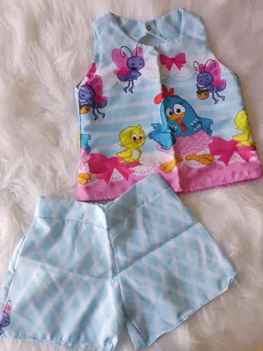 Conjunto menina temático Galinha pintadinha 