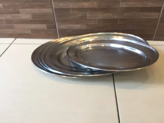 4 bandeijas inox antigas mais de 30 anos oval