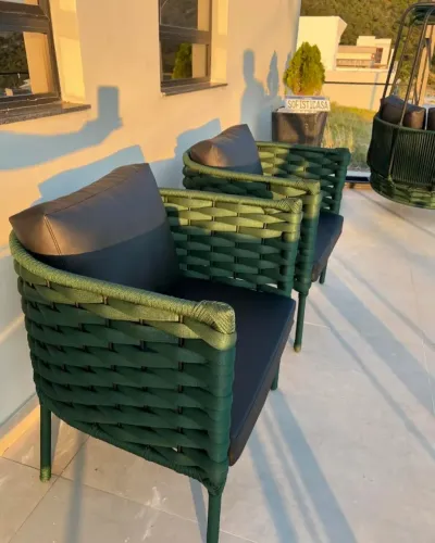 CONJUNTO 2 POLTRONAS DE TRICÔ NÁUTICO COM TECIDO IMPERMEÁVEL