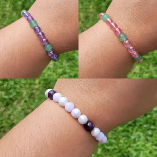 Pulseiras personalizadas elásticas mista com pedras naturais 100% manual - Escolha a sua