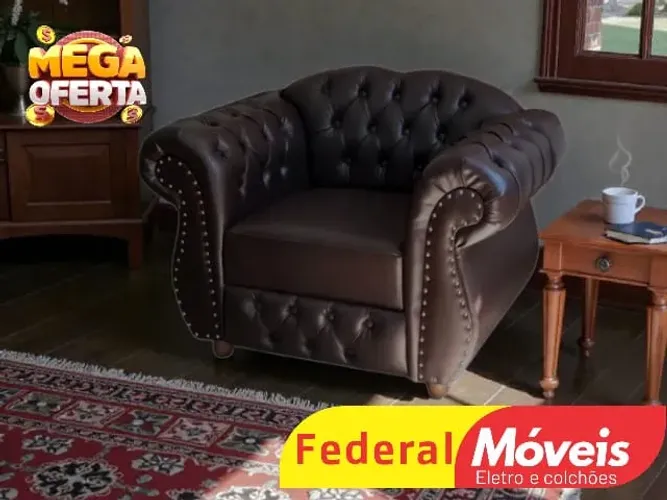 Poltrona Merlô Courino Marrom - Super Desconto
